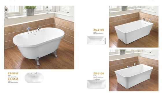 China Various Size Acrylic Massage Bathtub / Acrylic Freestanding Tub White Color supplier