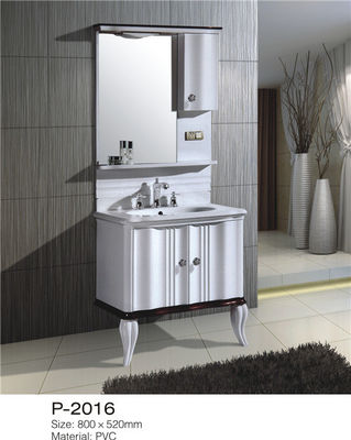 China Two Foot Floor Standing Bathroom Sink And Cabinet PVC Material Anti Cracking / Deformation supplier