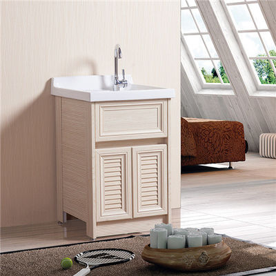 China Floor Mounted Bathroom Sinks And Vanities White / Brown / Cream Wooden Grain supplier