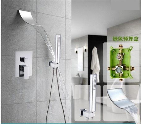 China Space Saving Waterfall Shower Faucet , Shower Faucet Set With Hand Shower Spray supplier