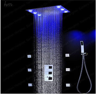 China LED Lighting Bathroom Shower Heads And Faucets With Thermostatic Mixer Massage Jets supplier