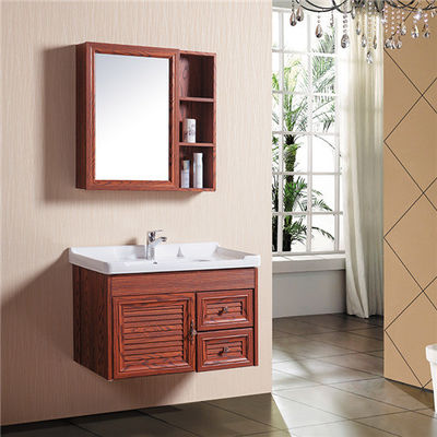 China Aluminum Alloy Bathroom Sinks And Vanities With Mirror Cabinet / Two Drawers supplier