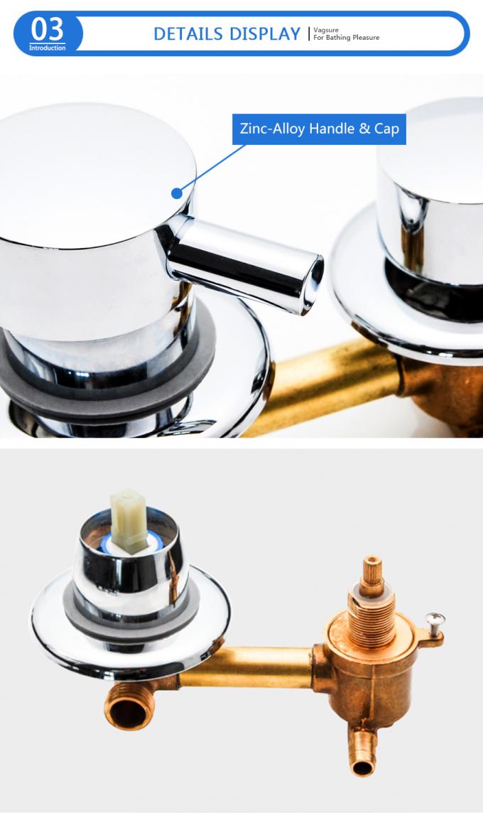 Brass Material Shower Mixer Valve , Hot Cold Mixing Valve With 2 / 3