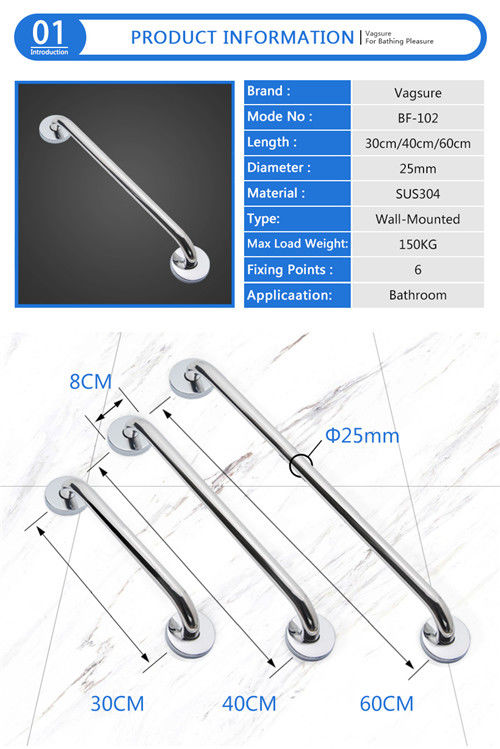 Multi Length Bathroom Fixtures And Fittings Stainless Steel Handles For The Disabled