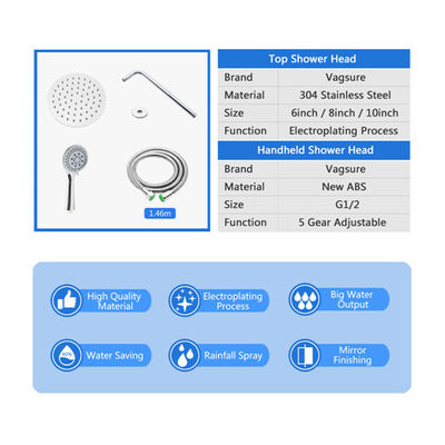China 5 Functional Modes Rainfall Shower Head With Handheld Shower Hose Length 146cm supplier