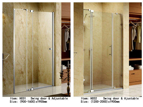 China 3 Panels Straight Frameless Glass Shower Doors Hinge Opening Style With Adjustable Support Bar supplier