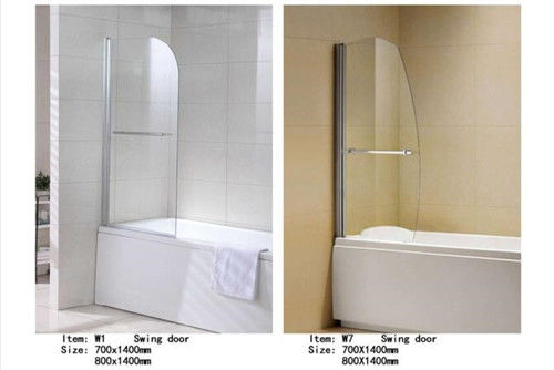 China Swing Open One Piece Glass Bath Screens , Various Design 304SS Handle Fixed Bath Screen supplier