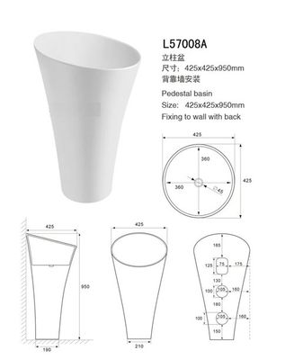 China Round One Piece Bathroom Sinks And Vanities Artificial Stone Material Pedestal Sink supplier
