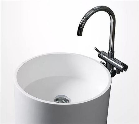 China White Portable Round Stand Alone Sink , One Piece Pedestal Wash Basin Easy Clean supplier