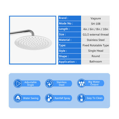 Multiple Size Overhead Rainfall Shower Head High Temperature Resistance supplier